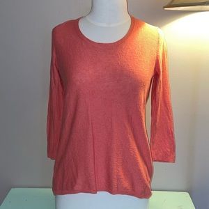 Aritzia Babaton coral round neck 3/4 length sleeve blouse